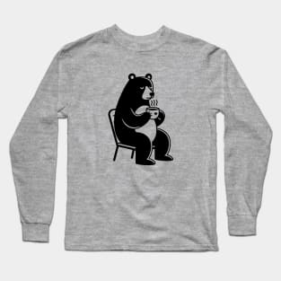 Bear Drinking Coffee Long Sleeve T-Shirt